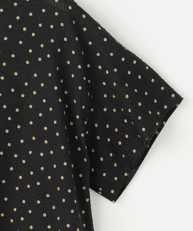 自由区 L 【WEB限定】コットンサッカープリント シャツ ブラック×ブラウン