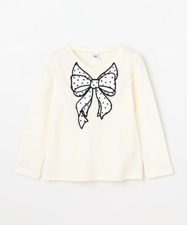 ANY KIDS ドットリボン 長袖Tシャツ ホワイト