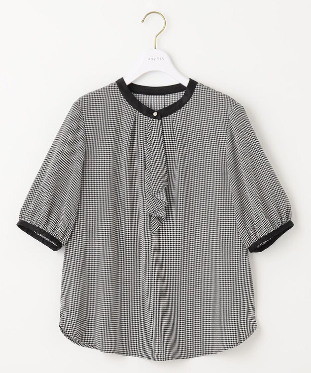 ANY SIS S 【洗える】ラッフルボウ ブラウス モノトーン千鳥
