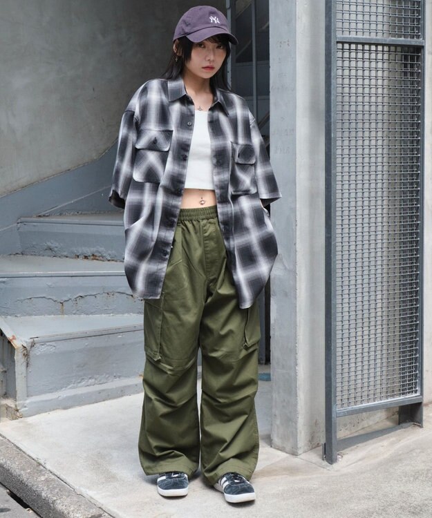 WEGO 【ユニセックス着用ITEM/SMLサイズ展開】オンブレチェックシャツ（SS） 柄1