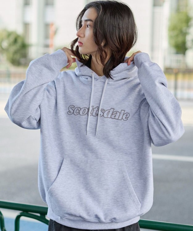 WEGO 【ユニセックス着用ITEM】エンボスステッチロゴプルパーカー アッシュグレー