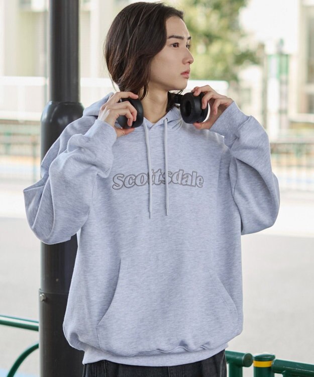 WEGO 【ユニセックス着用ITEM】エンボスステッチロゴプルパーカー アッシュグレー