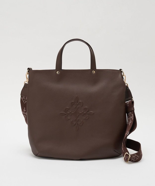 russet エンボスモノグラム ソフトレザー 2WAYトートバッグ(CE-1611) D.Brown
