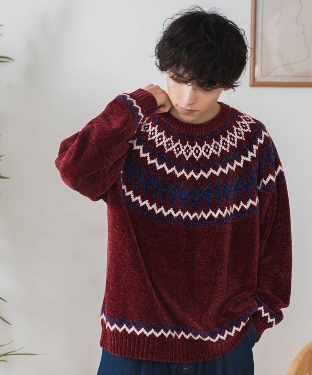 WEGO ベロアモール総柄ラグランプルオーバー 柄2