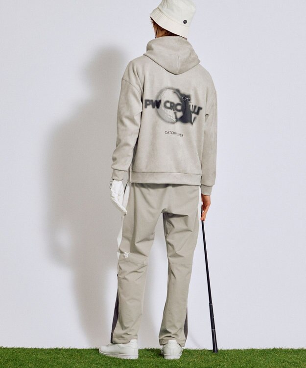 PW CIRCULUS 2025 NEW！【手洗い洗濯可】【MEN】キャットグラフィック スエードライク デタッチャブルフーディ ゴルフ グレー系