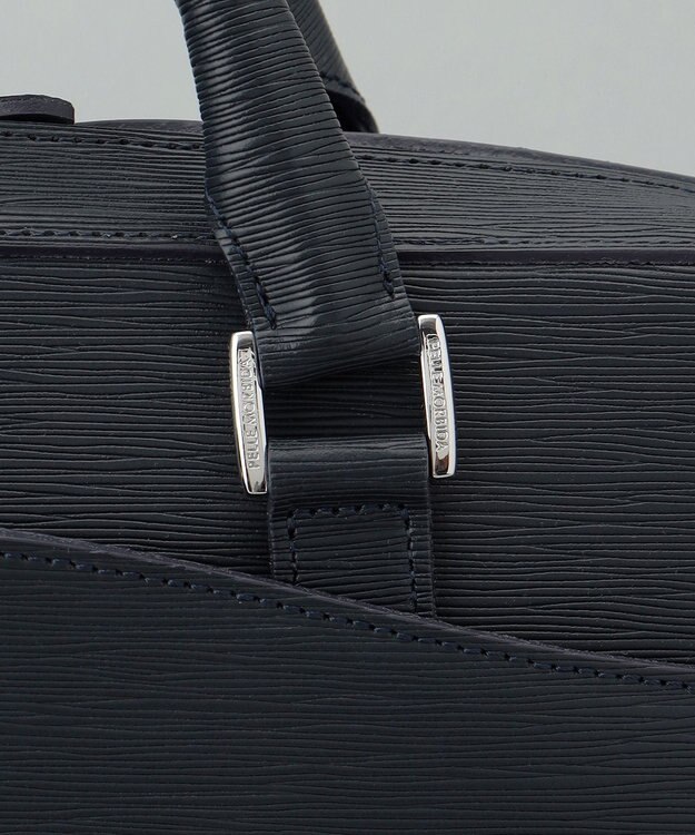 GOTAIRIKU 日本製【PELLE MORBIDA】型押しレザー ブリーフバッグ ネイビー系