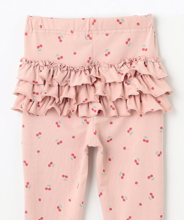 ANY KIDS 【WEB限定】フリル付き総柄レギンス ピンク×チェリー