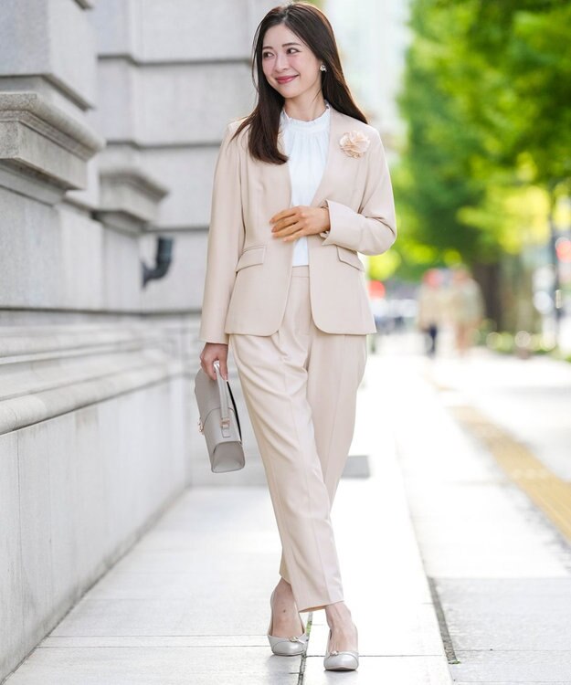 ANY SIS L セレモニーダブルクロス カラーレス ジャケット ライトベージュ