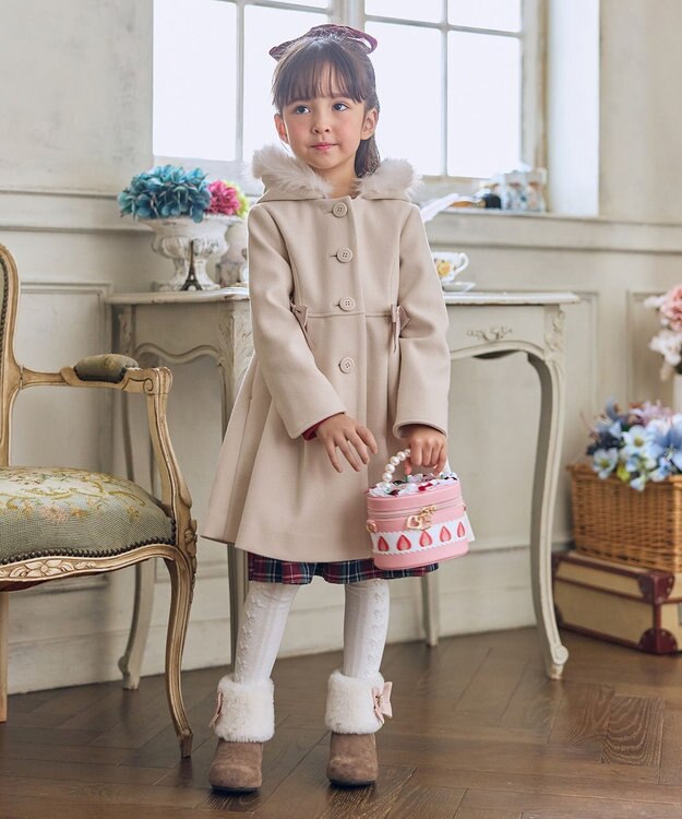 ANY KIDS 【フード取り外し可能】ウールライクコート ベージュ