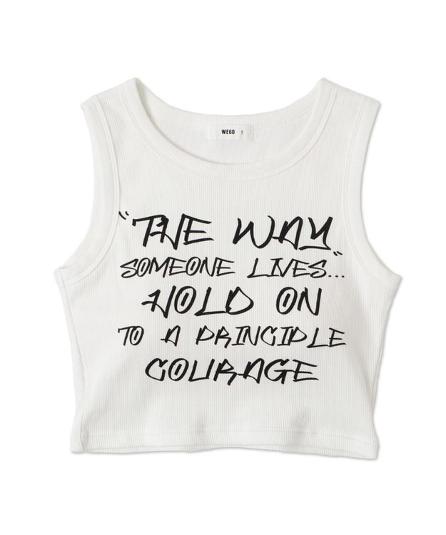 WEGO 【カップ付き】ハンドライティングプリントカップインタンク ホワイト