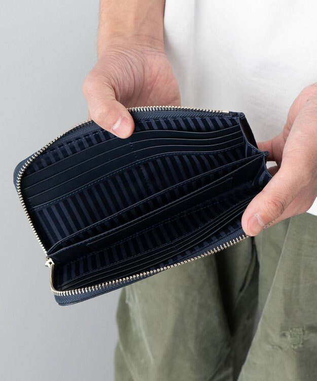 MIYABIYA La quoh with kirakaracho 南蛮七宝アルチザンレザー L字ファスナー財布 瑠璃紺（ネイビー）