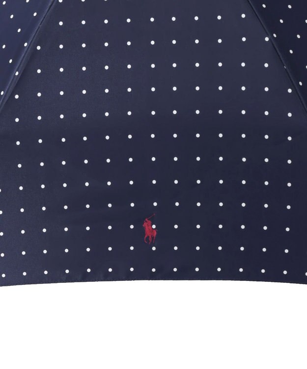 MOONBAT POLO RALPH LAUREN（ポロ ラルフローレン)ドット×ロゴ 雨傘 折りたたみ傘 ネイビーブルー