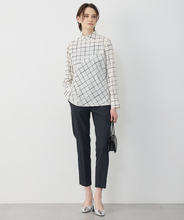 ICB L 【30th ANNIVERSARY】 ウィンドウペンプリント プルオーバーブラウス アイボリー×ブラック