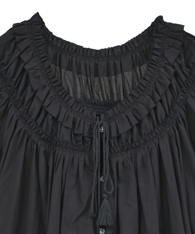 earth music&ecology ギャザーロングワンピース Black