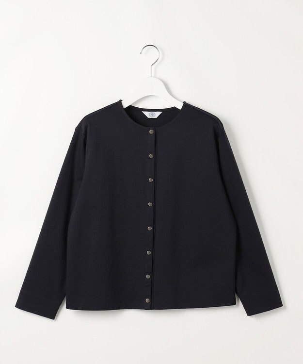 J.PRESS LADIES S 40Gポンチ クルーネック カーディガン ネイビー系