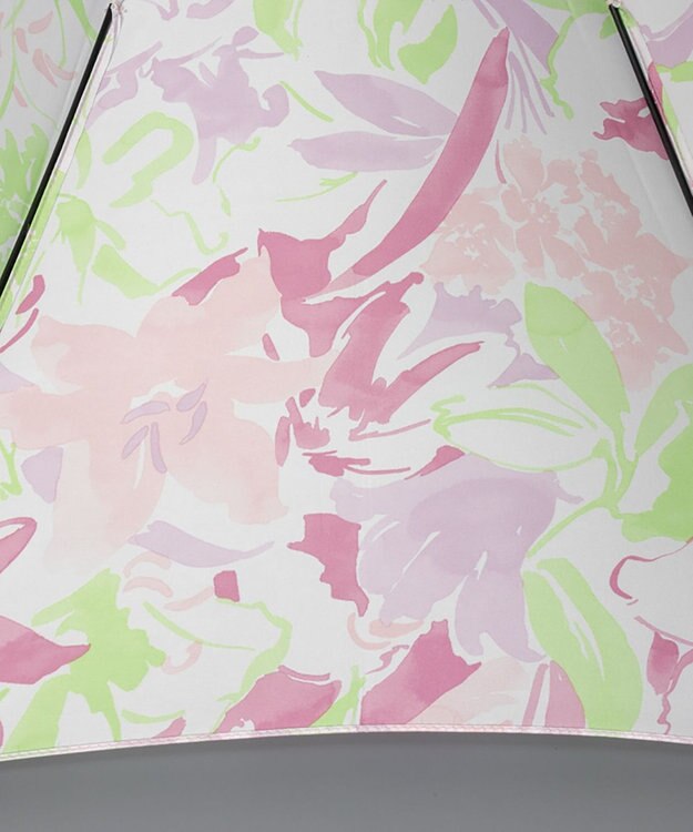 AURORA 【 CHARLES JOURDAN（シャルル ジョルダン）】 水彩調のカサブランカ柄 ジャンプ式耐風傘 ピンク