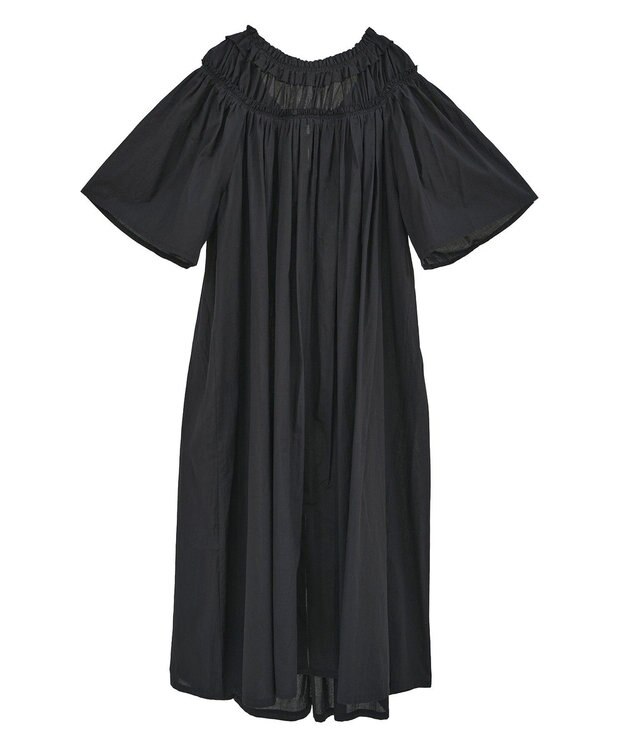 earth music&ecology ギャザーロングワンピース Black