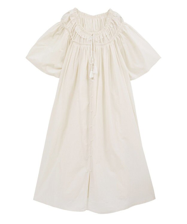 earth music&ecology ギャザーロングワンピース Ecru