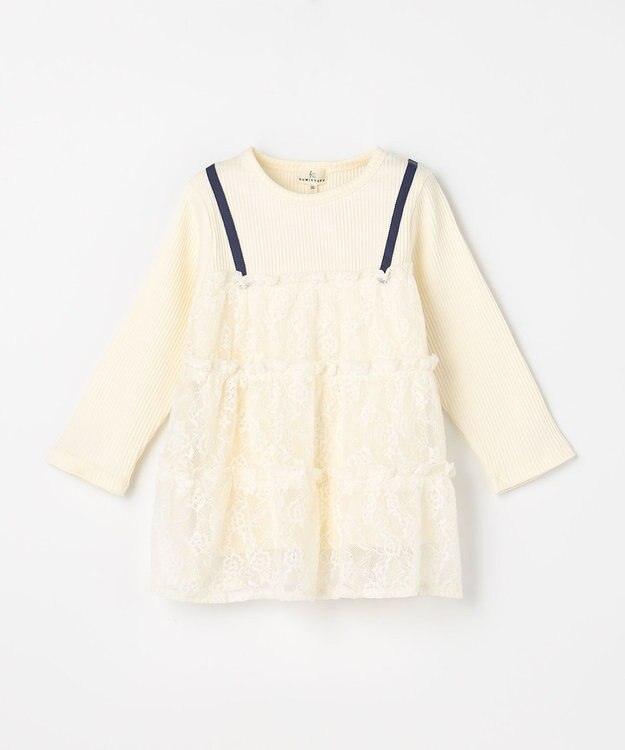 組曲 KIDS 【80-100㎝】スノウレースレイヤードトップス オフホワイト