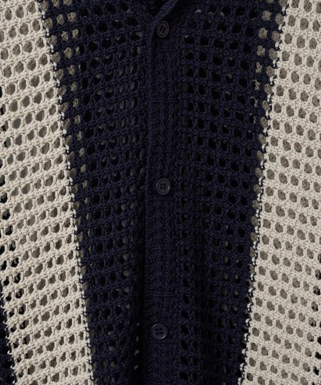 WEGO マルチストライプニットシャツ（S） ネイビー