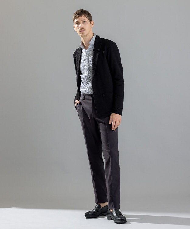 JOSEPH HOMME トライジャガードストレッチ　ウィングカラーシャツ ライトグレー系