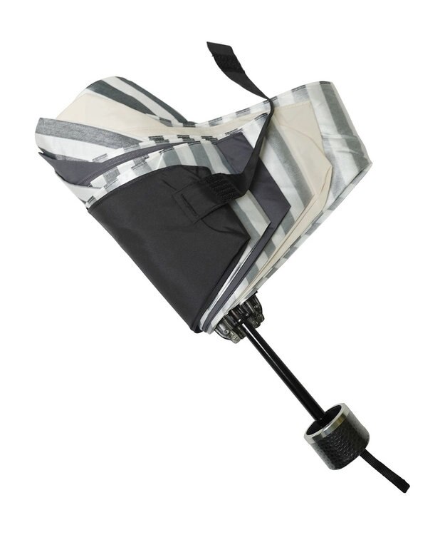 +RING UNISEX プラスリング 簡単開閉式折傘55cm BLK-STP T1383 黒