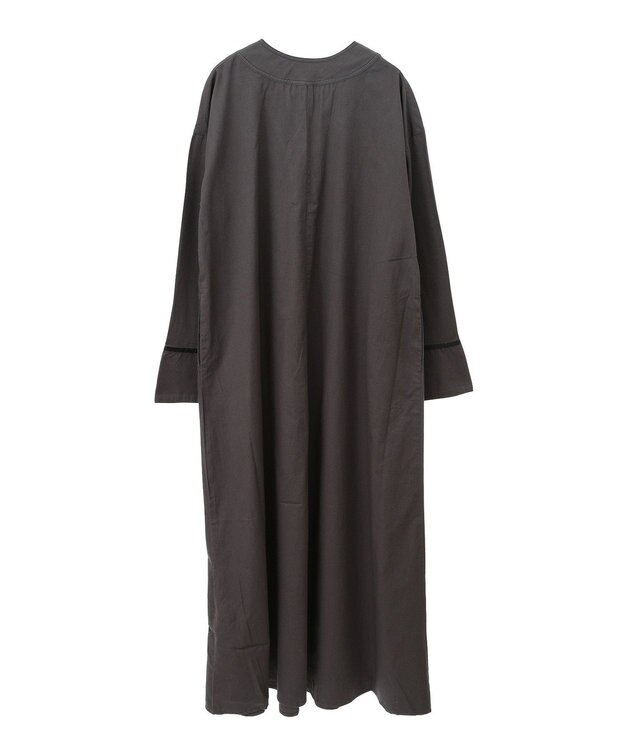 CRAFT STANDARD BOUTIQUE 刺繍入りツイルＶネックワンピース Charcoal Gray