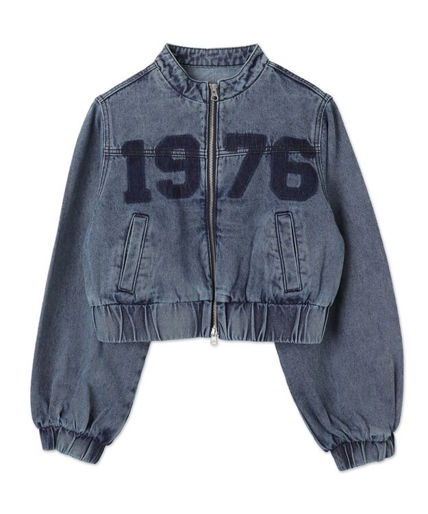 WEGO デニムショートバイカーブルゾン デニム淡加工色