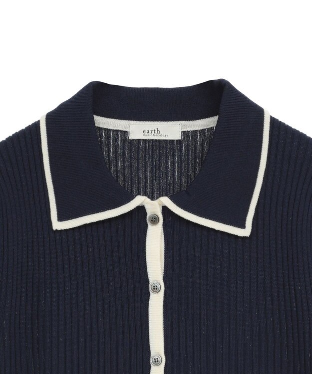 earth music&ecology 【予約】リブニットカーディガン ネイビー