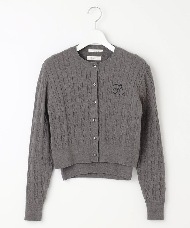 Feroux 【古畑星夏さん着用・アンサンブル】ロゴ刺繍入りケーブルアンサンブル ニット グレー系