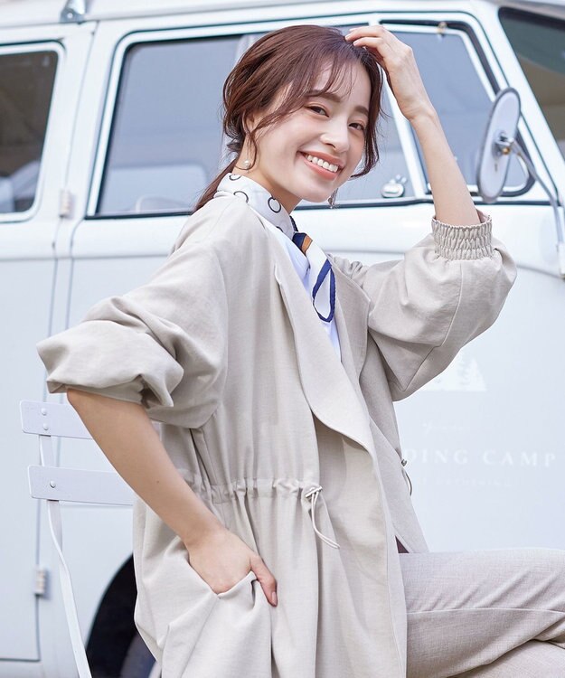 Tiaclasse 【洗える】パフスリーブ着流しコート ベージュ