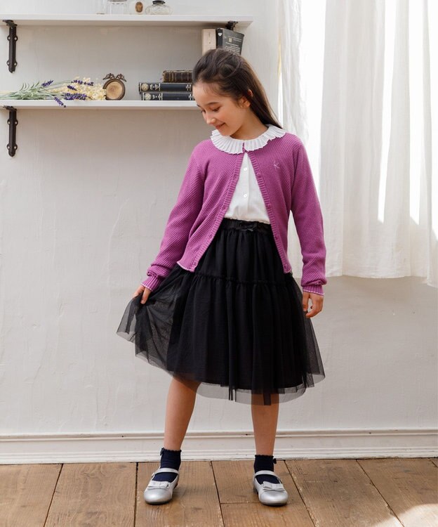 組曲 KIDS 【150-160㎝】プリーツカラー ブラウス オフホワイト系