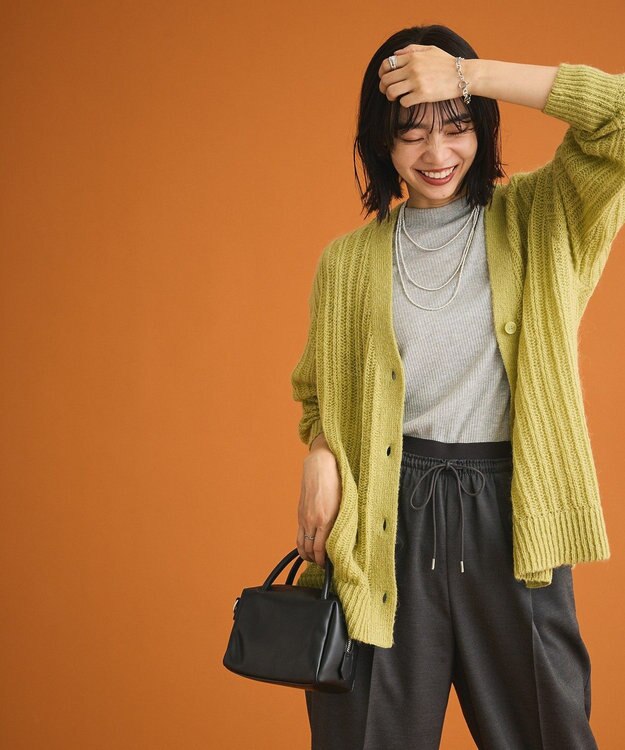 Green Parks シアーニットＶネックカーディガン Green