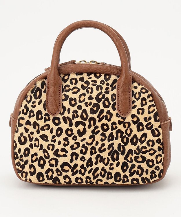 UNBILLION perche 牛革ハラコタイプ×ゴートハーフムーン2wayボストン キャメル