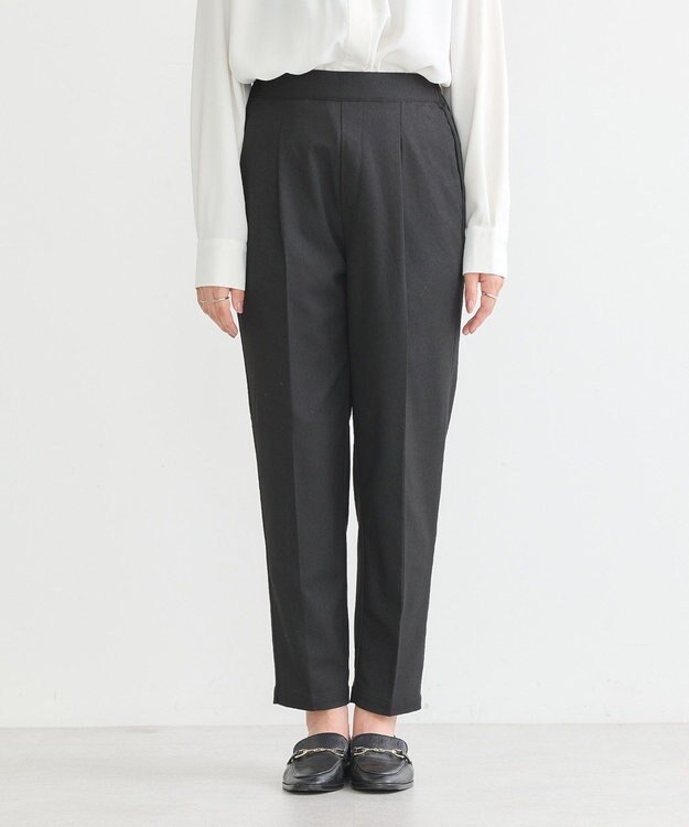 earth music&ecology 裏起毛テーパードパンツ Black