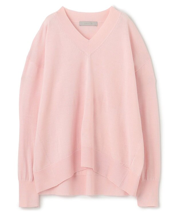 UNFILO ハイゲージウール Ｖネック ピンク