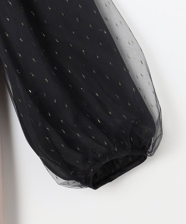 ANY SIS 【Lily Calin】シャイニードットコンビ ドレス シャンパン×スレート