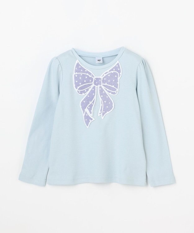 ANY KIDS ドットリボン 長袖Tシャツ サックスブルー