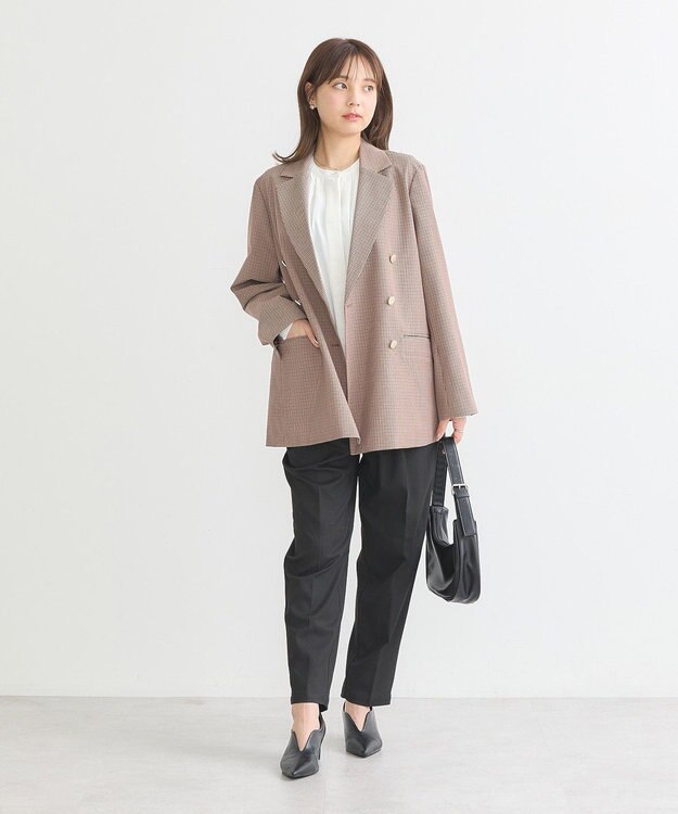 earth music&ecology 裏起毛テーパードパンツ Black