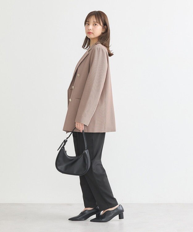 earth music&ecology 裏起毛テーパードパンツ Black