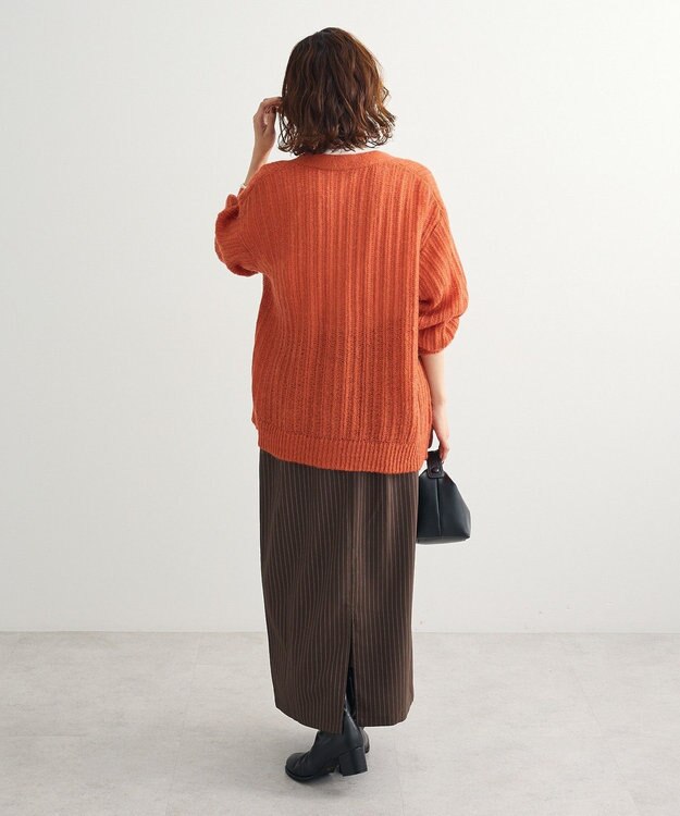 Green Parks シアーニットＶネックカーディガン Orange