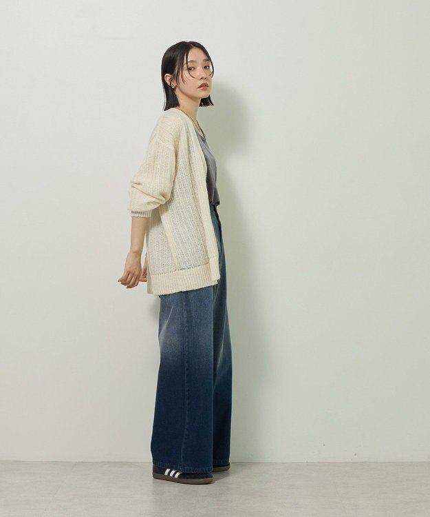 Green Parks シアーニットＶネックカーディガン Off White