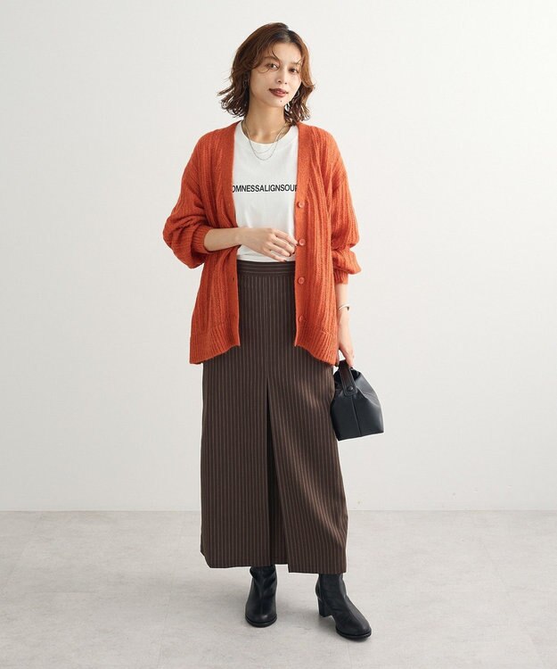 Green Parks シアーニットＶネックカーディガン Orange