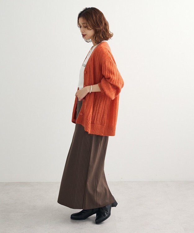 Green Parks シアーニットＶネックカーディガン Orange