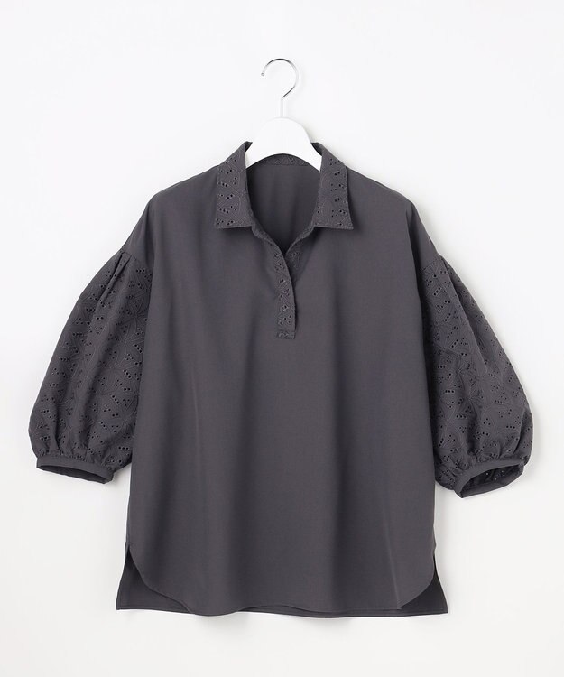 ANY SIS レースパフスリーブ シャツ スレート