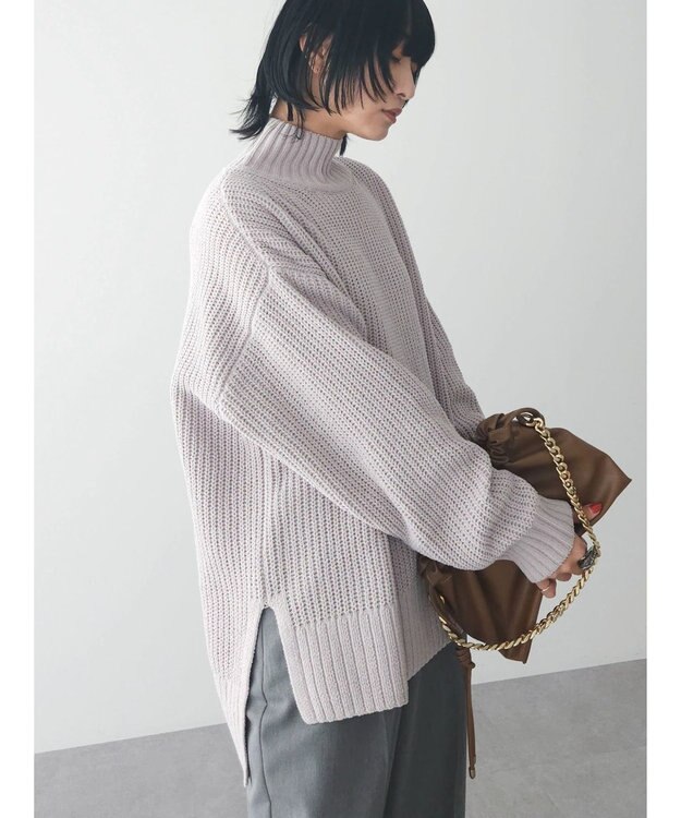 Green Parks ｍｏｋｏモール畦ニット前後差プルオーバー Light Gray