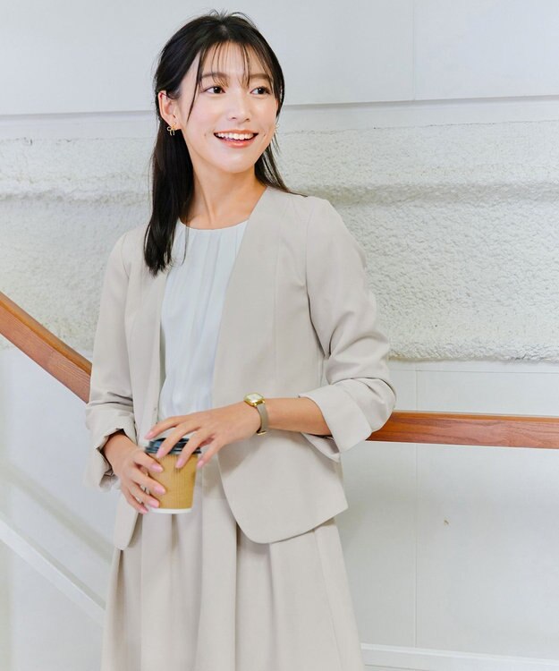 Tiaclasse L 【ダブルクロス】シフォンドッキングワンピース グレージュ