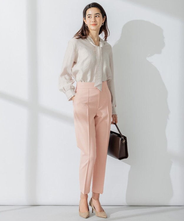 組曲 【セットアップ対応・前後着用可】ニュアンスシフォン ブラウス ベージュ系