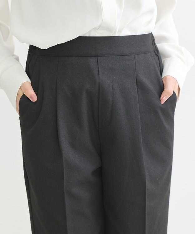 earth music&ecology 裏起毛テーパードパンツ Black