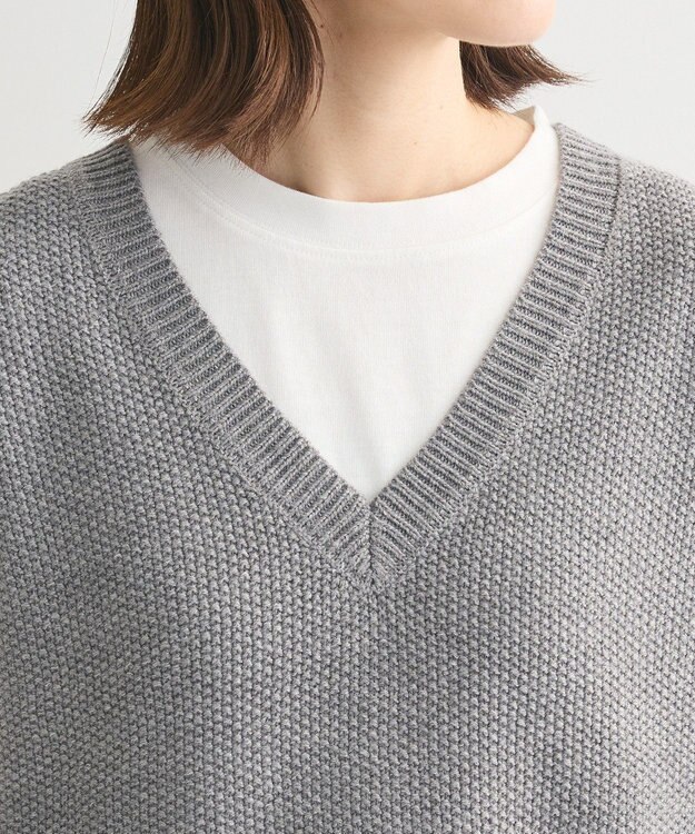 Green Parks ＳＥＴ２点　ニットベスト＋ロンＴＥＥ Gray Mixture
